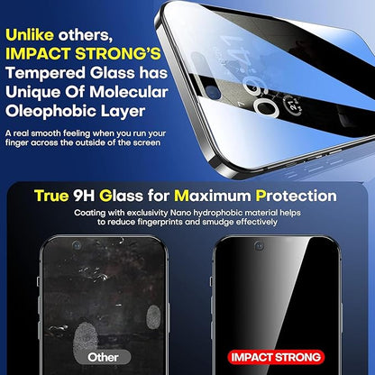 ImpactStrong Anti-Spy Privacy Screen Protector for iPhone 17 Air (6.6-Inch), 9H Tempered Glass, Shatter-Resistant, Anti-Scratch, Easy Install Kit, Case Friendly, 2-Pack
