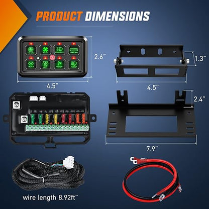 Nilight 8 Gang Switch Panel System Circuit Control Relay System Fuse Wiring Harness Automatic Dimmable ON Off LED Switch Pod for 12V Cars Trucks Campers SUV, 2 Years Warranty | Universal Circuit Control Fuse Wiring Harness ON Off Green Backlit LED Pod ...