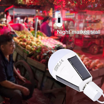 Ymiko Led Light Bulb, Smart Light Bulbs with Portable Design Solar Panel Indoor Outdoor Outdoor Lights for Stable and Bright Lighting (12W)