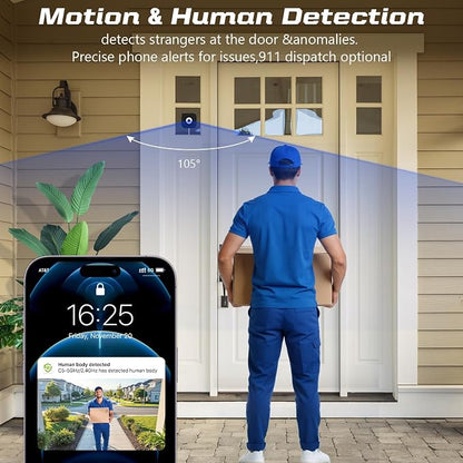 3MP 2K Window Camera for Home Security, Indoor Camera with Outdoor View, Full-Color Night Vision, Human & Vehicle Detection, 24/7 Recording, Easy to Install