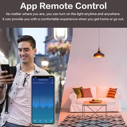 Jinvoo Smart Light Switch, WiFi Light Switch, Smart Switchh, Alexa Lightt Switchh, Compatible with Alexa and Google, Smart Life Control, Glass Panel Timer, No Hub Required (3 Gang)