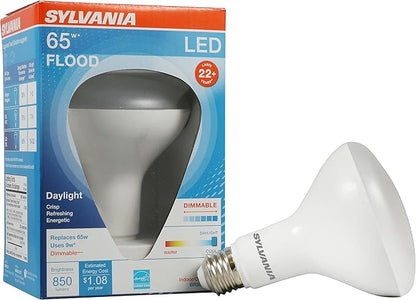 LEDVANCE Flood BR30 LED Light Bulb, 65W = 9W, Dimmable, 22 Year, 800 Lumens, 5000K, Daylight - 1 Pack (40461)