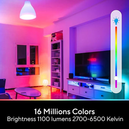 U-tec Smart Light Bulbs, 1100 Lumen, 90+CRI WiFi Mesh & Bluetooth Color Changing A19 Light Bulb, 16 Million DIY Colors RGB Light Bulbs, Compatible with Alexa, Google Assistant Home App, 4 Pack