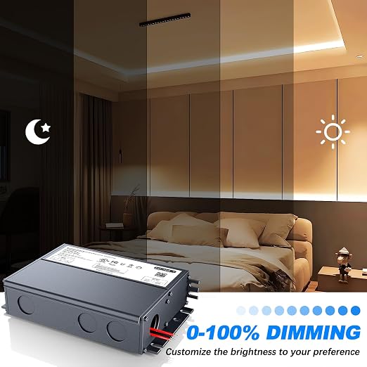 Dimmable LED Driver 192W 24V for Lutron & Leviton Dimmer, Triac/ELV/MLV AC to DC Power Supply Transformer for LED Strip Light Dimmable, Constant Voltage Projects, UL&FCC-Listed, Class 2