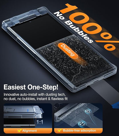 UltraGlass Unbreak Top 9H+ Glass for Samsung Galaxy S24 Ultra Screen Protector [Military Grade Shatterproof & Longest Durable] Screen Protector S24 Ultra Tempered Glass, Auto Installation, 2 Pack