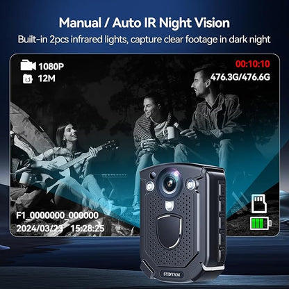 4K Body Camera, 11-13Hrs Battery Body Cameras with Audio and Video Recording, H.265 Video Code Body Cam for Security Guard Train Conductor Delivery Driver Waiter (128GB)