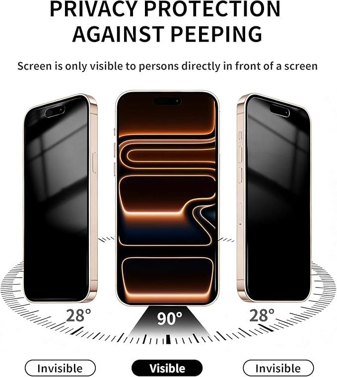 3 Pack Privacy Screen Protector for iPhone 17 Pro Max Tempered Glass 6.9inch Private Saver Anti-Spy Eye Protection Anti-Scratch Full Coverage