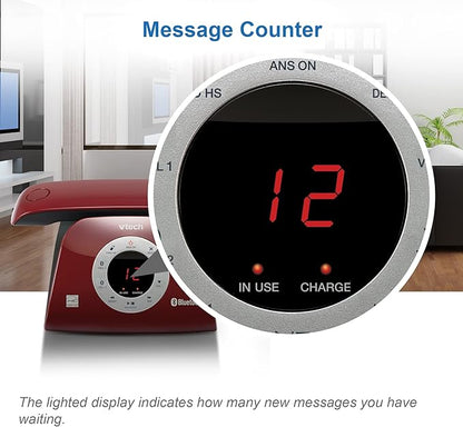VTECH VS122-16 Retro-Design Cordless Phone: Bluetooth Connect to Cell, Call Blocker, Answering System, Full-Duplex Speakerphone