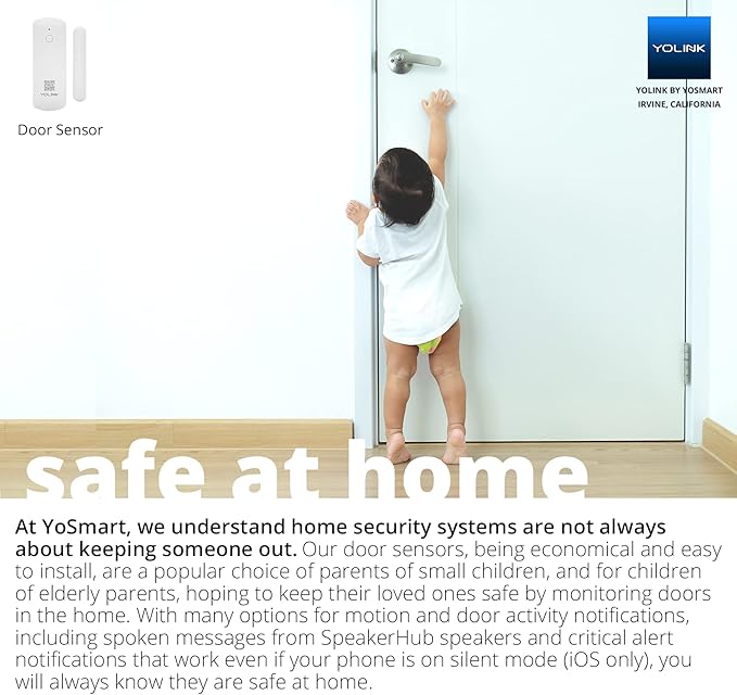 YoLink LoRa Smart Door Sensor Starter Kit: Hub & (2) Door Sensors - Up to 1/4 Mile Open-Air Range, Door Left-Open Reminders, up to 5 Year Battery Life, Alexa, IFTTT, Home Assistant
