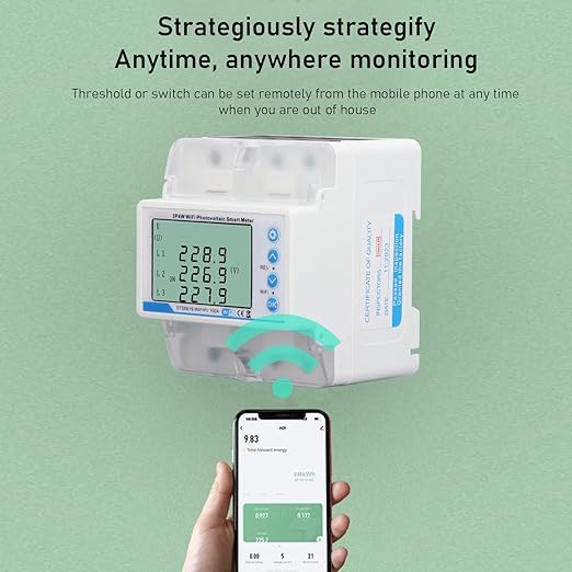 WiFi Bidirectional Metering Energy Voltage Current Protection 60-300V 100A Smart, for Tuya 3P 4W