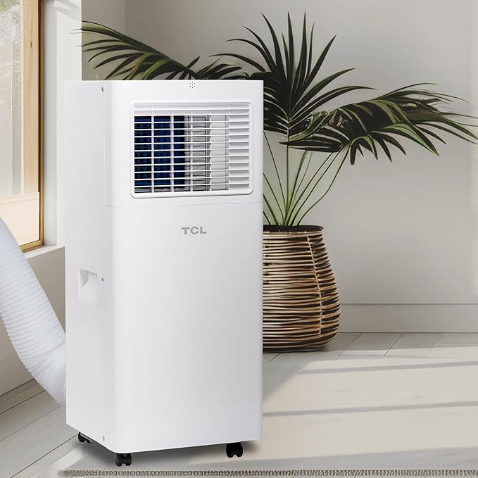 TCL H6P44W 6,000 BTU Smart Portable Air Conditioner, Fan & Dehumidifier, 250 Sq. Ft, Ultra-Compact Design, Remote Control, Compatible with Alexa/Google Assistant, Install Kit Included, White