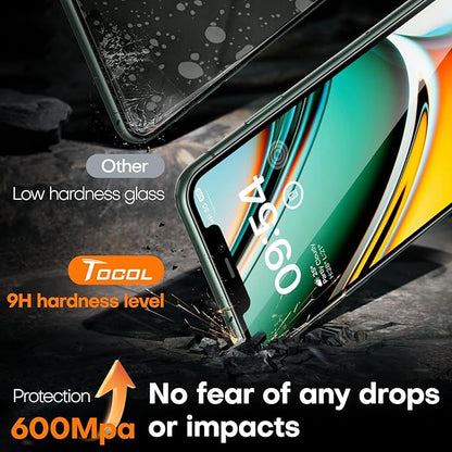 TOCOL for iPhone 11 Pro Screen Protector/iPhone Xs/iPhone X Screen Protector 9H Hardness Military Grade Shatterproof HD Tempered Glass Easy Installation Case Friendly 2 Pack