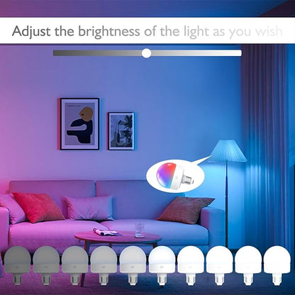 Rechargeable Smart Light Bulbs, with Remote E26/E27 LED Emergency Lightbulbs RGBCW Color with Timer Dimmable for Wall Wireless Sconce (Color : 4 Packs)