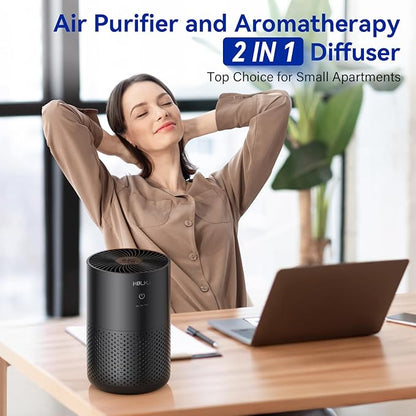 Air Purifiers for Home Bedroom,KQLKJ H13 True HEPA Air Purifier with Fragrance Sponge for Better Sleep, Pollen, Smoke, Dusts, Pets Dander, Odor, Small Air purifier for Office,Dorm Room(Black)