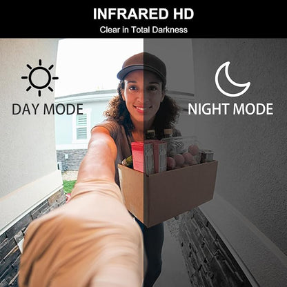 Wireless Video Doorbell, 130° Wide Angle, Infrared Night Vision, Two-Way Audio, No WiFi Needed, Supports Local SD Card Recording