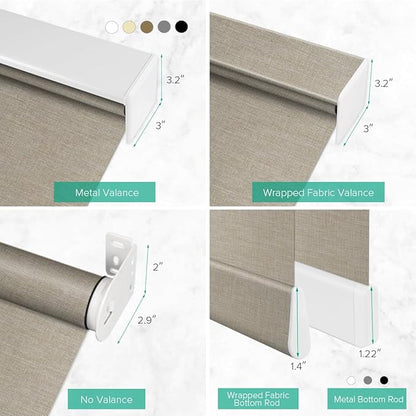 Motorized Roller Shades, 10O% Blackout Remote Control Custom Window Shades Compatible with Alexa Google Assistant via RF Hub, Rechargeable Electric Blinds for Windows (Fabric Dark Coffee)