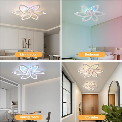 LED Ceiling Light,50W Flower Flush Mount Light RGB Backlight | Dimmable Ceiling Light with Remote,3000K-6000K Adjustable Lighting,Independent RGB Control for Bedroom Living Room