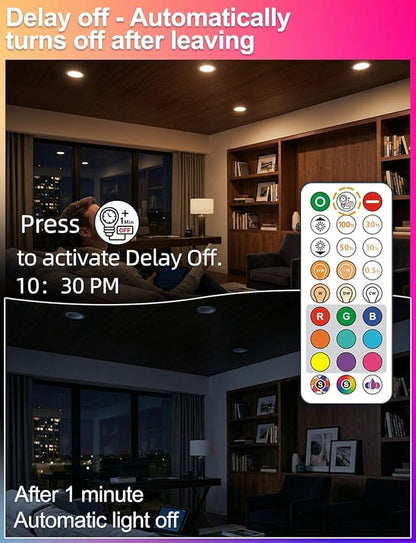 ILC BR30 LED Recessed Can Light Bulbs, Indoor Flood Light Bulbs, RGB Color Changing, 5CCT Tunable with Remote Control, E26 Base, 10W 900LM 70W Equivalent, for 5"/6" Recessed Cans Only, 6 Pack