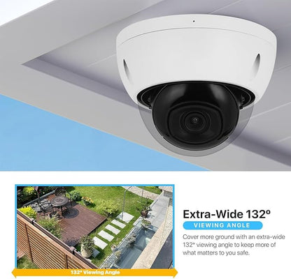 DahuaSecurity 4K 8MP PoE IP Camera, Outdoor Surveillance Dome Camera with Human Vehicle Detection, Home Camera IR Wired Cam with 98ft Night Vision IK10/IP67 (Dome-FB-8MP-a)