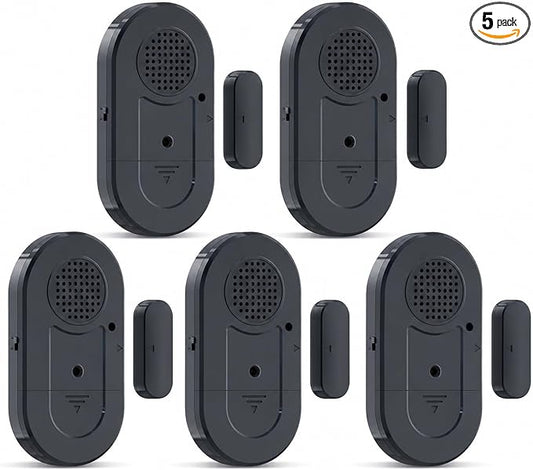 Sanjie Door Window Alarm Sensors, 5 Pack, 125dB, Volume Control | Easy-install door and window alarms with loud adjustable alerts, long battery life, and versatile use for home safety
