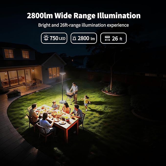 89" Solar Street Light with Galvanized Steel Pole and Heavy Duty Base, Outdoor Dusk to Dawn 750 LED Solar Lamp Post with DC Port for Yard Garden Patio, Waterproof, Motion Sensor & Remote
