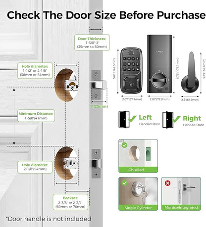 WiFi Smart Door Locks for Front Door Lock Set, Keyless Entry Door Lock Deadbolt with Handle Set, Smart Deadbolt Lock with Alexa & Google Assistant, APP Control, Voice& Fingerprint Unlock, Auto Locking