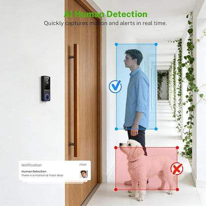 1080P Wireless Baby Monitor with AI Human Detection, Battery Powered, Two-Way Audio & Night Vision, 2.4G WiFi Smart Security Cam, Cloud Storage Ready