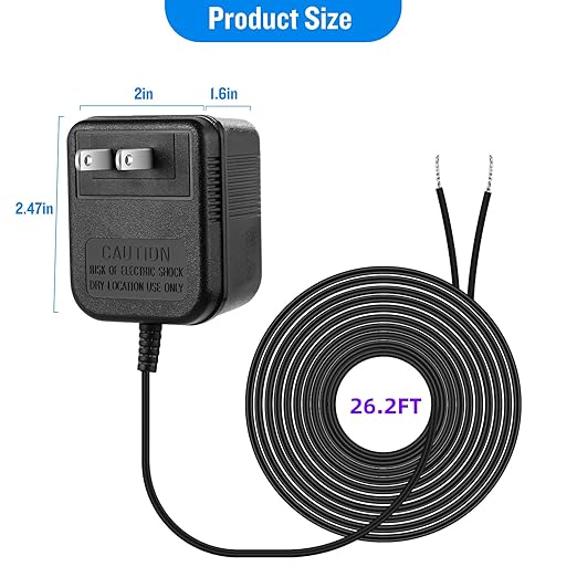 24V AC Power Supply, C Wire Adapter for Smart Thermostat, Fits for Nest Hello August Ring Door Bell and Ecobee Nest Honeywell Smart WiFi Thermostat (with 26.2 Foot Black Door Bell Wire)