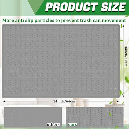 Tinideya Waterproof Trash Can Mat with Raised Edge Non Slip Under Garbage Mat Trash Can Pads Protective Silicone Rubber Tray for Kitchen to Avoid Spills Floor Scratches(Gray,15.8" X 23.6")