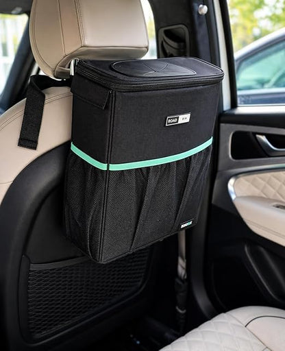 RoadBin™ Car Trash Can – Slim 4" 2.5 Gallon Space-Saving Design, Stays Upright, Leakproof & Odor-Proof Car Garbage Can for Clean, Clutter-Free Cars, Trucks & SUVs