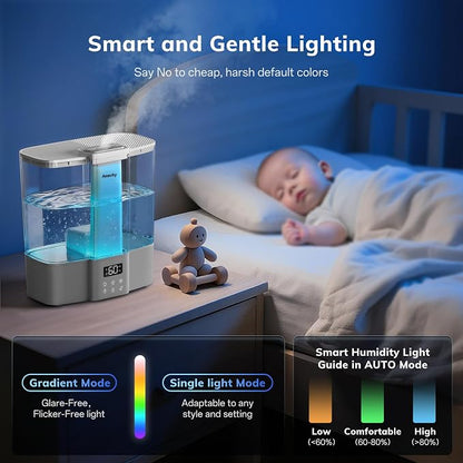 AEOCKY Geek-Level Ultrasonic Humidifier, 4L Top-Fill Cool Mist Diffuser