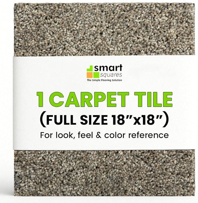 Smart Squares Easy Street Premium Plush Carpet Tiles, Made in USA – 18x18 Peel and Stick Floor Tiles with Attached Padding – Seamless DIY Carpet Squares (2.5 Sq Ft, 1 Tile, 909 Lava)