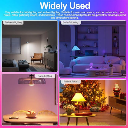 XRise E12 Color Changing Bulb with Remote Control, Dimmable 12 Colors+3000K+6000K, 2W LED E12 Candelabra Bulb 20W Incandescent Replacement, Memory Function, No Flicker, for Mooding Lighting, 3PACK