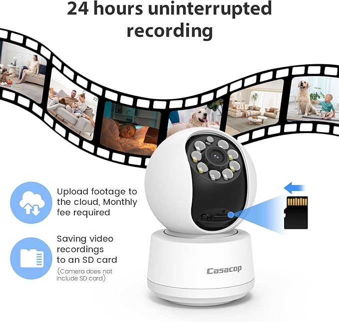 2PCS Smart Security Camera - 2K Home Security Camera, Pan & Tilt 2.4Ghz Indoor, with Person, Vehicle, Animal Detection, Phone App 2-Way Audio, Compatible with Alexa and Google Assistant
