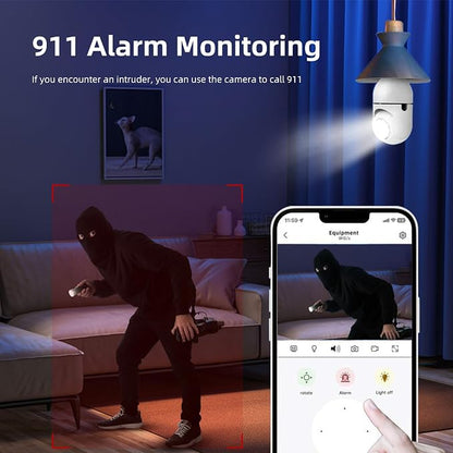 Hawkray Light Bulb Security Camera -5G& 2.4GHz WiFi 2K 3MP Security Cameras Wireless Outdoor Motion Detection and 911 Alarm Monitoring,Open AI Enabled,US Local Cloud, Color Night Vision(2 Pack)