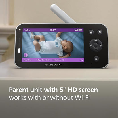Philips Avent Premium Connected Baby Monitor, 1080p Camera, 5" HD Screen
