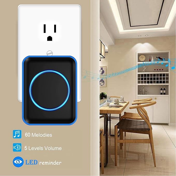 Caregiver Pager, FullHouse Wireless Call Button 1000+ Feet, SOS Alert Nurse Calling Elderly Fall Help System for Patient/Disabled Monitoring at Home, Waterproof (Black, 2 Button + 2 Receiver)