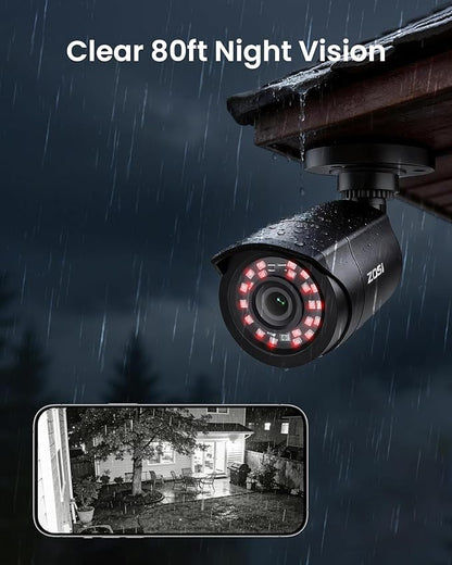 ZOSI 3K Lite 16 Channel Security Camera System with AI Human/Vehicle Detection, 16pcs 2MP Wired Indoor Outdoor CCTV Cameras, Night Vision, 16CH DVR with 2TB HDD for 24/7 Recording, No Monthly Fees