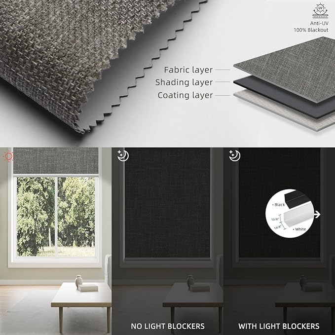 SmartWings Motorized 100% Blackout Shades Blinds, Custom Size, Cordless Window Shades with Rechargeable Battery, Work with Matter/Apple HomeKit, Alexa, Thread/Zigbee, Remote Optional, Vigor Dove