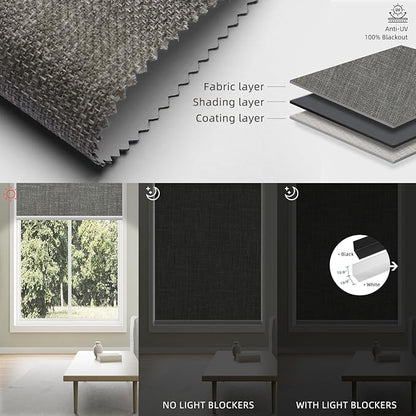 SmartWings Motorized 100% Blackout Shades Blinds, Custom Size, Cordless Window Shades with Rechargeable Battery, Work with Matter/Apple HomeKit, Alexa, Thread/Zigbee, Remote Optional, Vigor Dove
