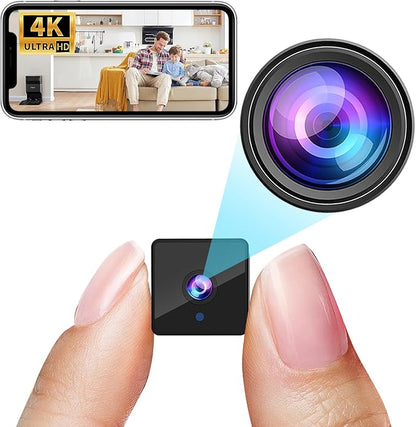 4K Wireless Wifi Camera,Upgrade 4K,1800mAh Battery Powered,WiFi Wireless Nanny Cam Home Security Camera Tiny Office Secret Surveillance Cam with 100 Days Standby AI Human Detection Auto Night Vision