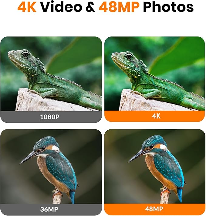 Trail Camera - 4K 48MP WiFi Game Camera with Night Vision, 0.05s Trigger Motion Activated Camera, IP66 Waterproof, 130 Wide-Angle Cell Phone App No Glow Infrared LEDs for Outdoor Wildlife