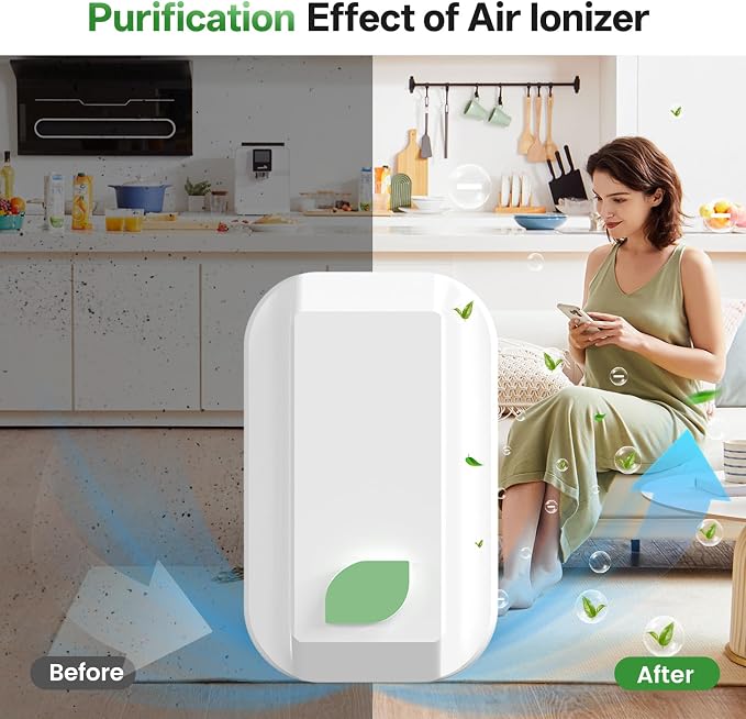 Limpin Plug In Air Ionizers-4Pack, Negative Ion Air Purifier for Home Quiet Operation Ionic Air Purifier for Bedroom Portable Air Cleaner for Office Living Room, kitchen, Bathroom,Pet Room (4Pack)