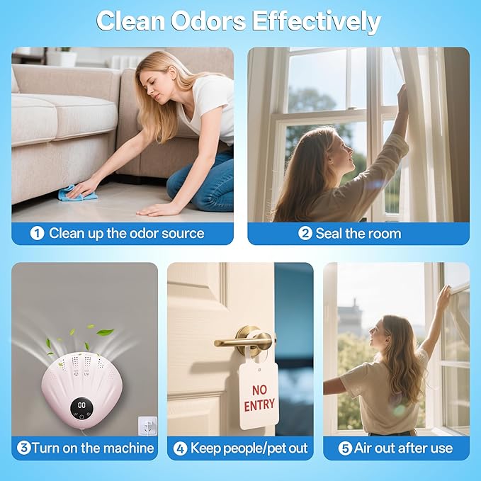 Morrre Small Ozone Generator, Powerful Portable Odor Eliminator, Silent Air Purifier for Home & Pet - Bedrooms, Bathrooms, Pet Rooms, Litter Boxes, Closet, etc.