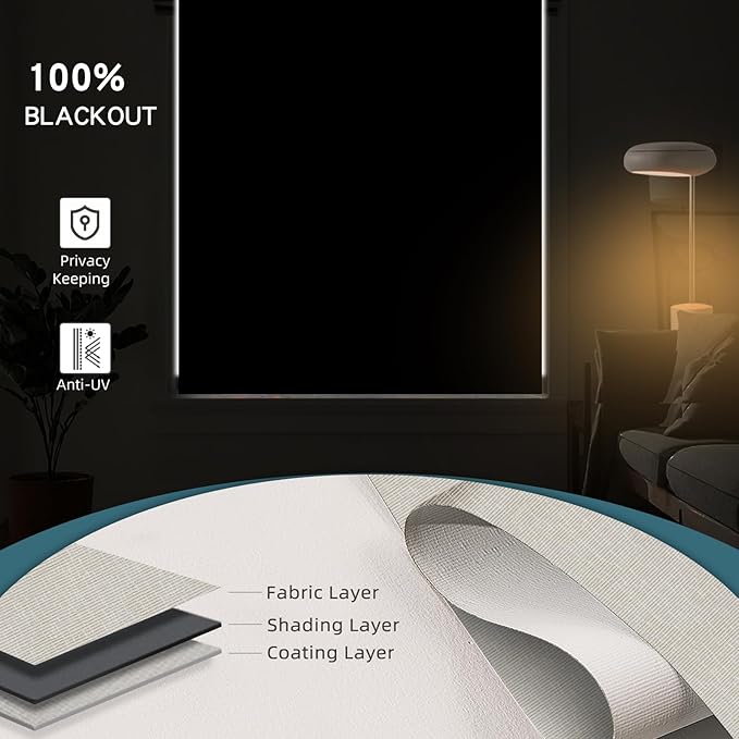 Motorized Roller Shade,100% Blackout Smart Window Blinds Work with Homekit, Alexa, Google Home, Remote Control, Electric Blinds with USB/Solar Pannel,Custom up110''Wx120''H,Texture Cream