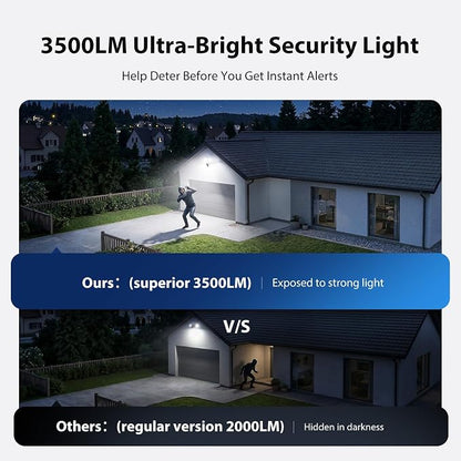 2K Hardwired Flood Light Camera, 3500LM Dual-Head Outdoor Security Camera with Color Night Vision, 5G/2.4G WiFi, PIR Motion Detection, Siren, 2-Way Audio, IP65, Compatible with Alexa & Google