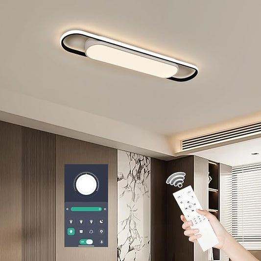28.3 Inch Smart LED Ceiling Light,40W High Brightness Linear Flush Mount Light Fixture,Dimmable Long Led Ceiling Lamp with Remote Control for Kitchen,Garage,Hallway,Laundry,Study Room.