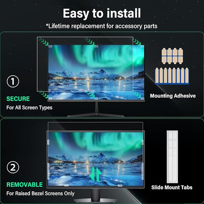 [2 Pack] 22 Inch Computer Privacy Screen for 16:10 Aspect Ratio Widescreen Monitor, Eye Protection Anti Glare Blue Light Computer Monitor Privacy Filter, Removable 22 in Protector Film