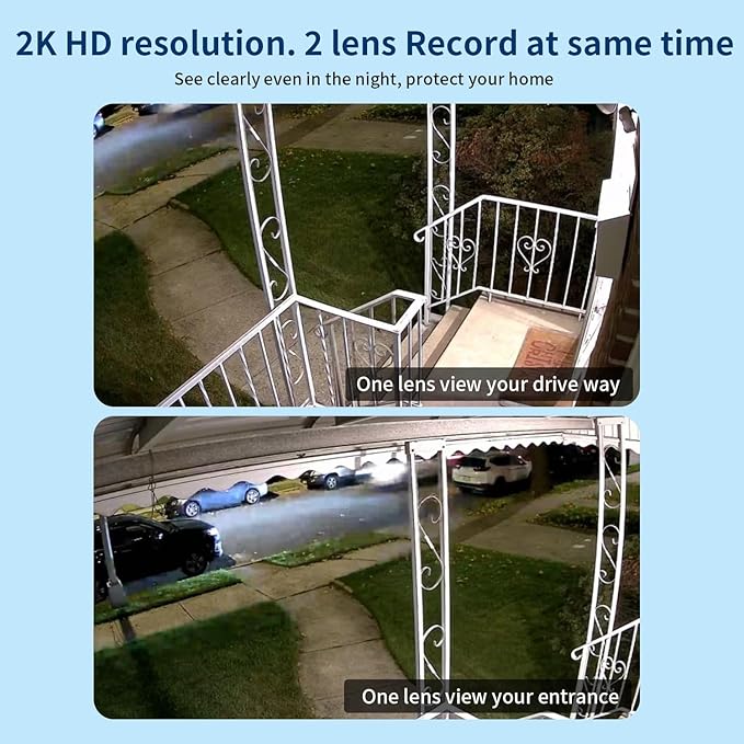LETSCEE Dual Lens WiFi Security Camera Outdoor,5G/2.4G PTZ Outdoor Auto Tracking,HOM Security Surveillance System Camera,WiFi,Night Vision,7/24 Recording