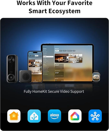Aqara Doorbell Camera G400 with Chime, Wired/PoE, HomeKit Secure Video, 2K HD Head-to-toe View, 2-Way Audio, 2.4/5GHz Wi-Fi 6, Supports Alexa/Google/SmartThings, Local Detection & 24/7 Recording, IP65